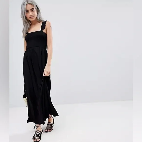 black and grey maxi dress Audrey Merino Wool Tencel Maxi Dress